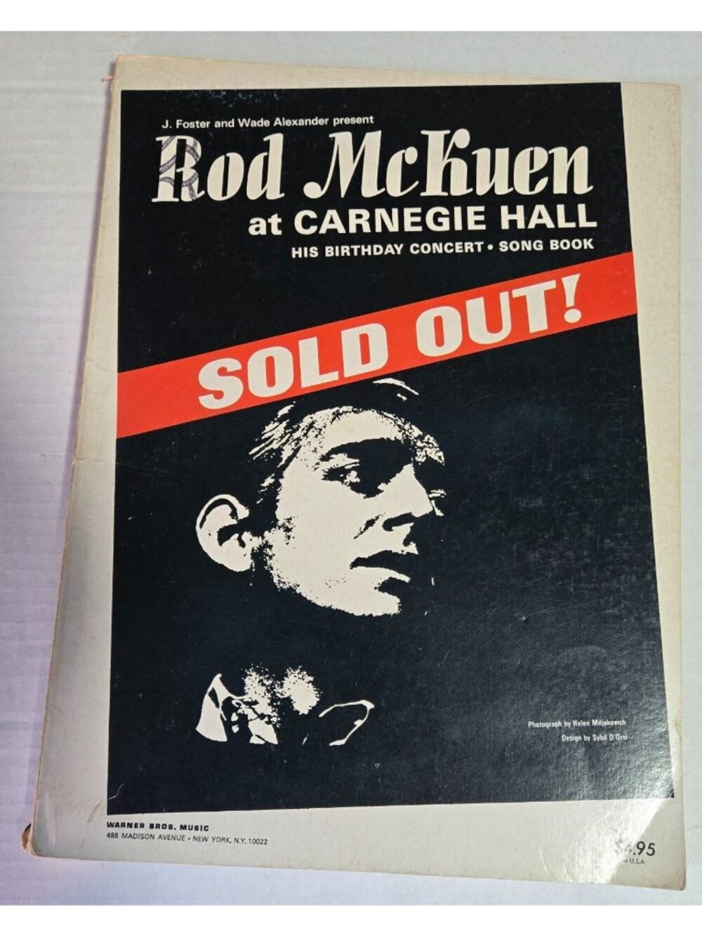 Vintage Softcover Book "Rod McKuen at Carnegie Hall " His Birthday Concert and S